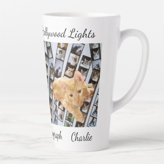 Tasse Latte Étoiles Brillantes Hollywood Chats Photo & Motif, (Droite)