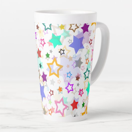 Tasse Latte Étoiles colorées blanches  (Angle droit)