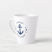 Tasse Latte Étoiles d'Ancres nautiques Capitaine Nom du bateau (Angle gauche)