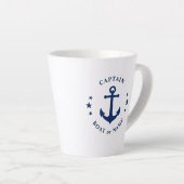 Tasse Latte Étoiles d'Ancres nautiques Capitaine Nom du bateau (Angle droit)