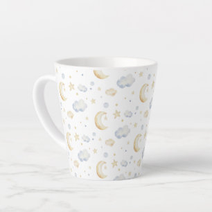 Tasse Latte Etoiles de lune d'aquarelle et Motif de nuage