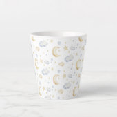 Tasse Latte Etoiles de lune d'aquarelle et Motif de nuage (Devant)