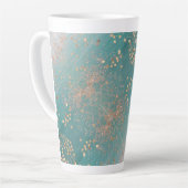 Tasse Latte Étoiles d'or chatoyantes sur Turquoise  (Angle gauche)