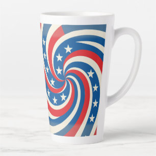 Tasse Latte Étoiles et bandes tourbillonnantes patriotiques