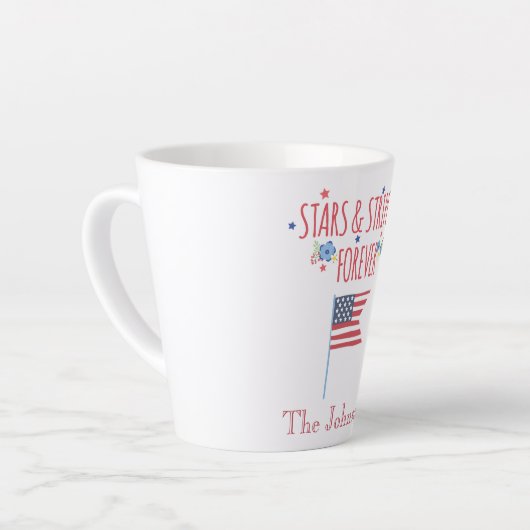Tasse Latte Étoiles et rayures du drapeau américain (Angle gauche)