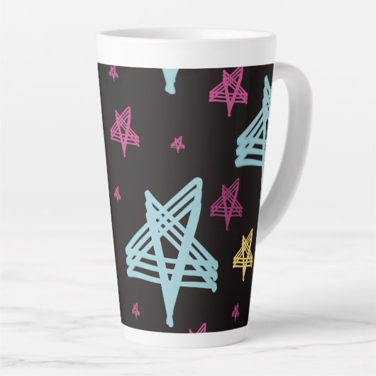 Tasse Latte Étoiles rocheuses bleu rose noir (Angle droit)
