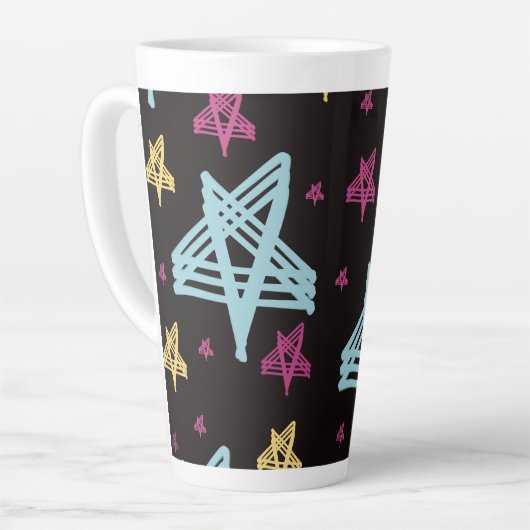 Tasse Latte Étoiles rocheuses bleu rose noir (Angle gauche)