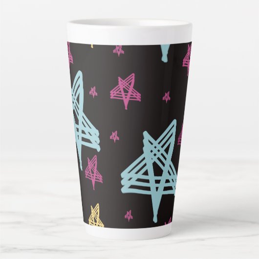 Tasse Latte Étoiles rocheuses bleu rose noir (Devant)