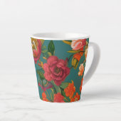 Tasse Latte Étonnant rose fleuri orange et turquoise (Angle droit)