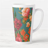 Tasse Latte Étonnant rose fleuri orange et turquoise (Droite)