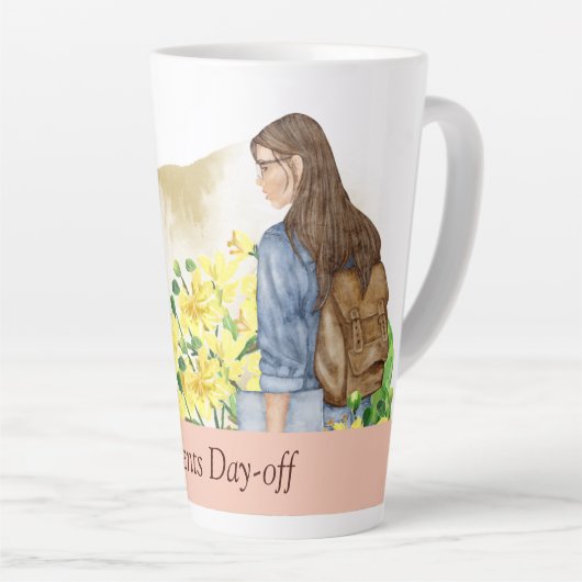 Tasse Latte Étudiante Boire (Angle droit)