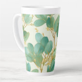 Tasse Latte Eucalyptus Feuille Green et Gold Design (Angle gauche)