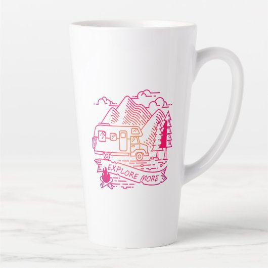 Tasse Latte Explorez Plus Camper Rose Van Mountain Nature Love (Droite)