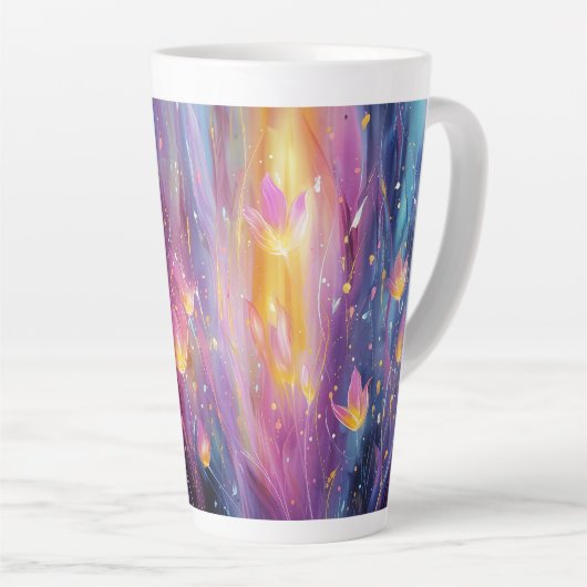 Tasse Latte Explosion florale lumineuse abstraite (Angle droit)