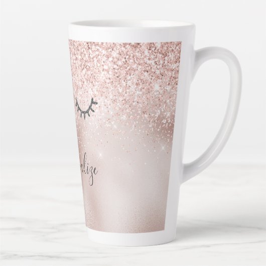 Tasse Latte Eyelashes Noir Glitzy Parties scintillant rose (Droite)