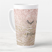 Tasse Latte Eyelashes Noir Glitzy Parties scintillant Zebra Bl (Angle gauche)
