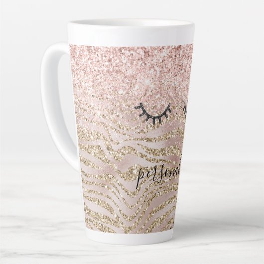 Tasse Latte Eyelashes Noir Glitzy Parties scintillant Zebra Bl (Angle gauche)