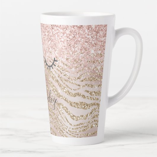 Tasse Latte Eyelashes Noir Glitzy Parties scintillant Zebra Bl (Droite)