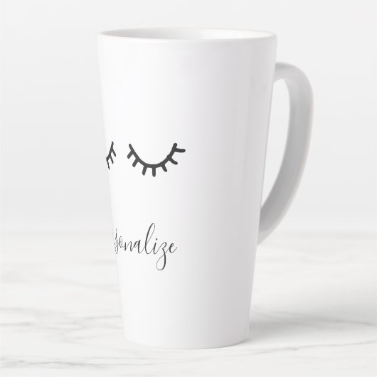 Tasse Latte Eyelashes noirs (Angle droit)
