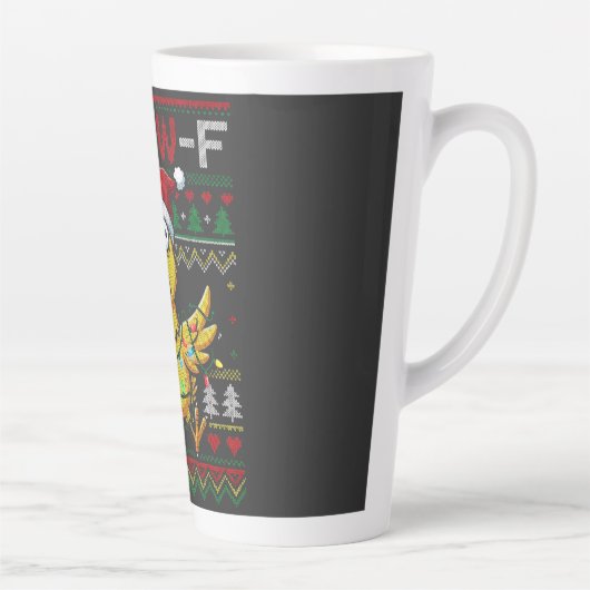 Tasse Latte F-CAW-F Funny Screaming Chicken Ugly Christmas (Droite)