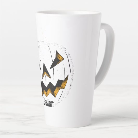 Tasse Latte Face simple de citrouille jack-o-lanterne Hallowee (Angle droit)