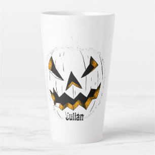 Tasse Latte Face simple de citrouille jack-o-lanterne Hallowee