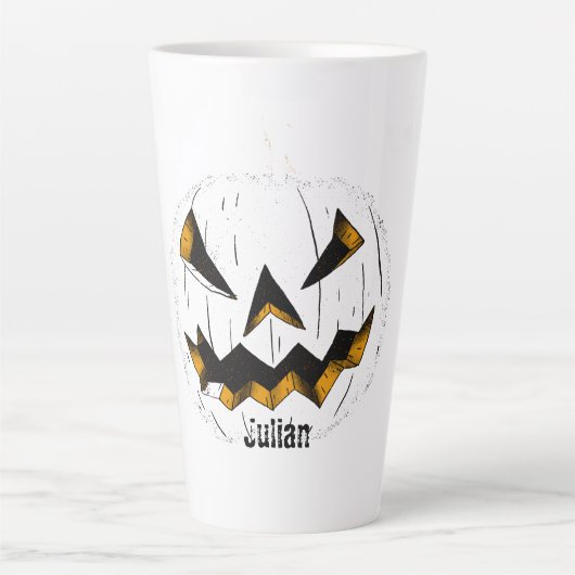 Tasse Latte Face simple de citrouille jack-o-lanterne Hallowee (Devant)