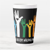 Tasse Latte Faire du racisme de mauvaises mains de coeur (Devant)