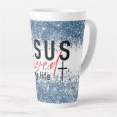 Tasse Latte Faithful Brew : Jésus a sauvé ma vie (Angle droit)