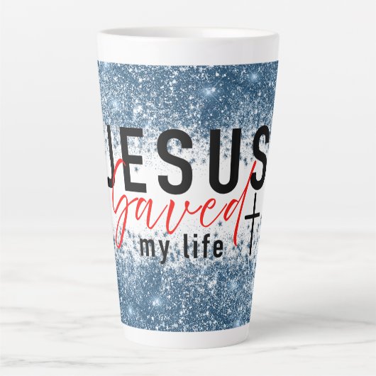 Tasse Latte Faithful Brew : Jésus a sauvé ma vie (Devant)
