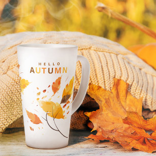 Tasse Latte Fall In Love Bonjour Automne Orange Feuille Latte 