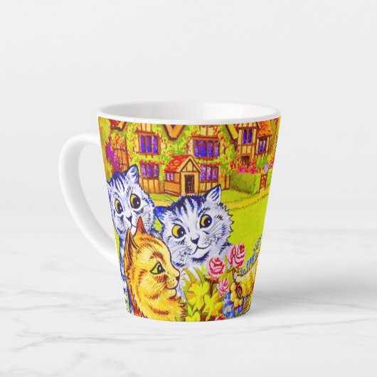 Tasse Latte Famille de chats dans le jardin (Angle gauche)