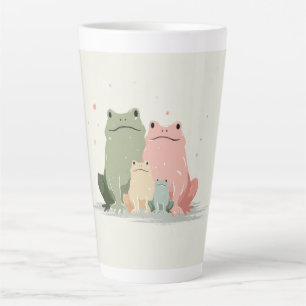 Tasse Latte Famille de grenouilles – Jolie illustration fantai