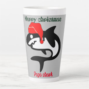Tasse Latte famille de noël de requin, personnaliser personnal
