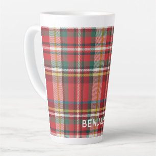 Tasse Latte Famille de Noël Rustique Plaid Personnalisée