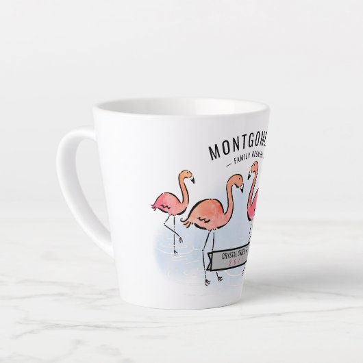 Tasse Latte Famille Réunion Tropical Rose Flamant rose Nom per (Angle gauche)