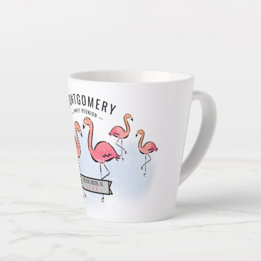 Tasse Latte Famille Réunion Tropical Rose Flamant rose Nom per (Angle droit)