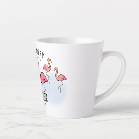 Tasse Latte Famille Réunion Tropical Rose Flamant rose Nom per (Droite)