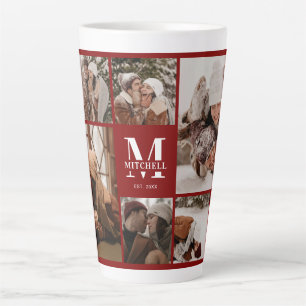 Tasse Latte Famille Rouge Bourgogne moderne Photo Collage Keep