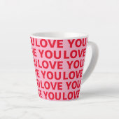 Tasse Latte Fancy Romantic Rouge & Rose Amour Vous Motif (Angle droit)