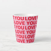 Tasse Latte Fancy Romantic Rouge & Rose Amour Vous Motif (Devant)