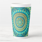 Tasse Latte Fantaisie Mandala Bleu Or (Devant)
