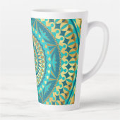 Tasse Latte Fantaisie Mandala Bleu Or (Droite)