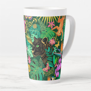 Tasse Latte Fantasie surréaliste exotique dorée de la jungle