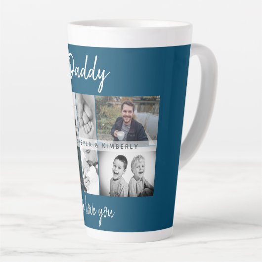 Tasse Latte Father with Kids and Family Dad Photo Collage (Angle droit)