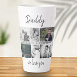 Tasse Latte Father with Kids and Family Dad Photo Collage<br><div class="desc">Père avec enfants et famille Papa Photo Collage Latte Mug. Collage de 6 photos, le nom du père avec un message doux dans un script tendance et les noms des enfants qui superposent les photos. Ajoutez vos 6 photos de famille préférées. Bon sang et un cadeau pour l'anniversaire, la fête...</div>