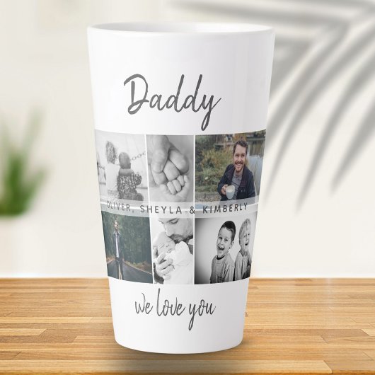 Tasse Latte Father with Kids and Family Dad Photo Collage