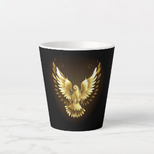 Tasse Latte Faux Gold Foil Peace Dove en noir