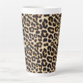 Tasse Latte Faux Leopard Fur Motif | Chat sauvage (Devant)