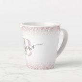 Tasse Latte Faux Rose Gold Rose Parties scintillant Monogramme (Angle droit)